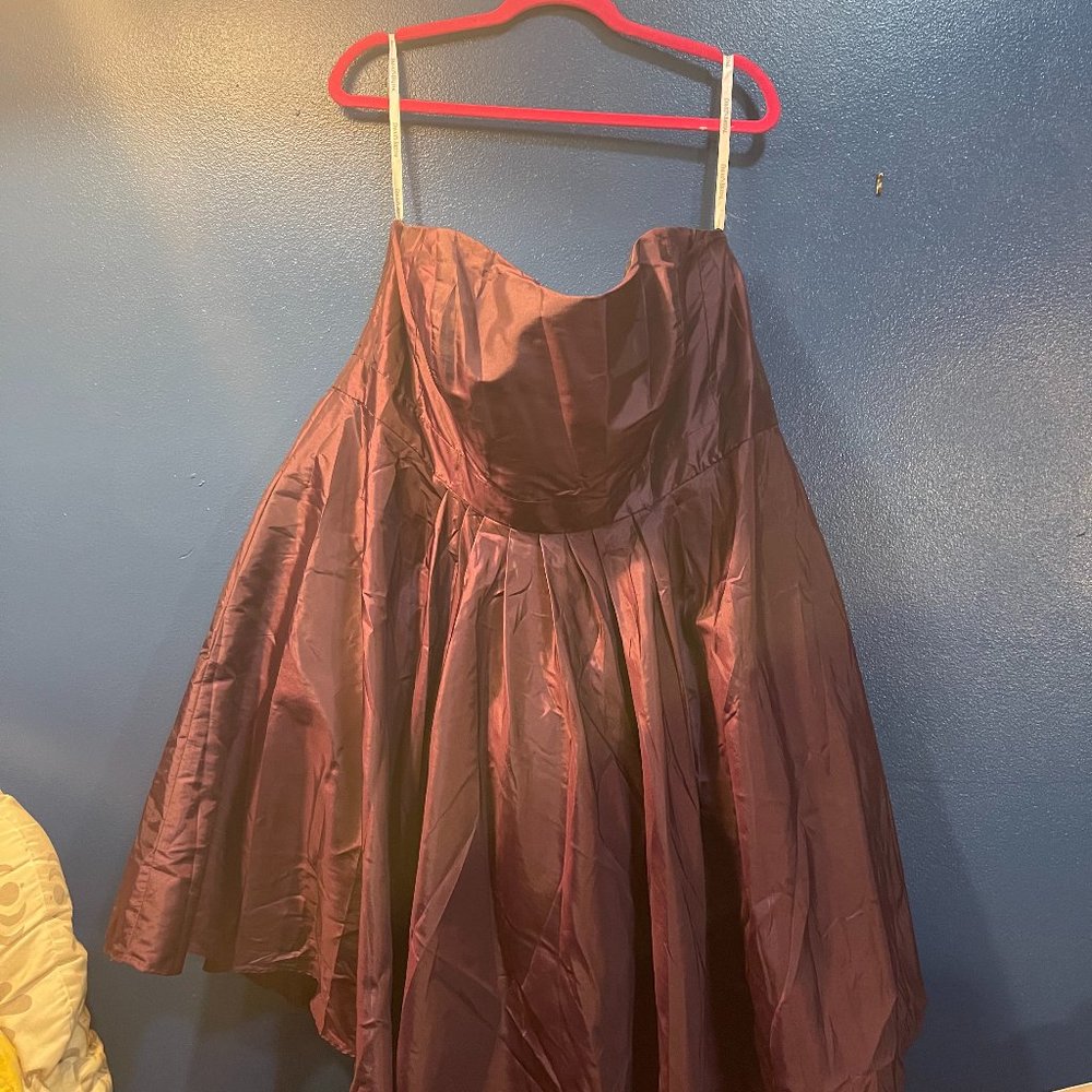 David's Bridal Strapless Plum Dress